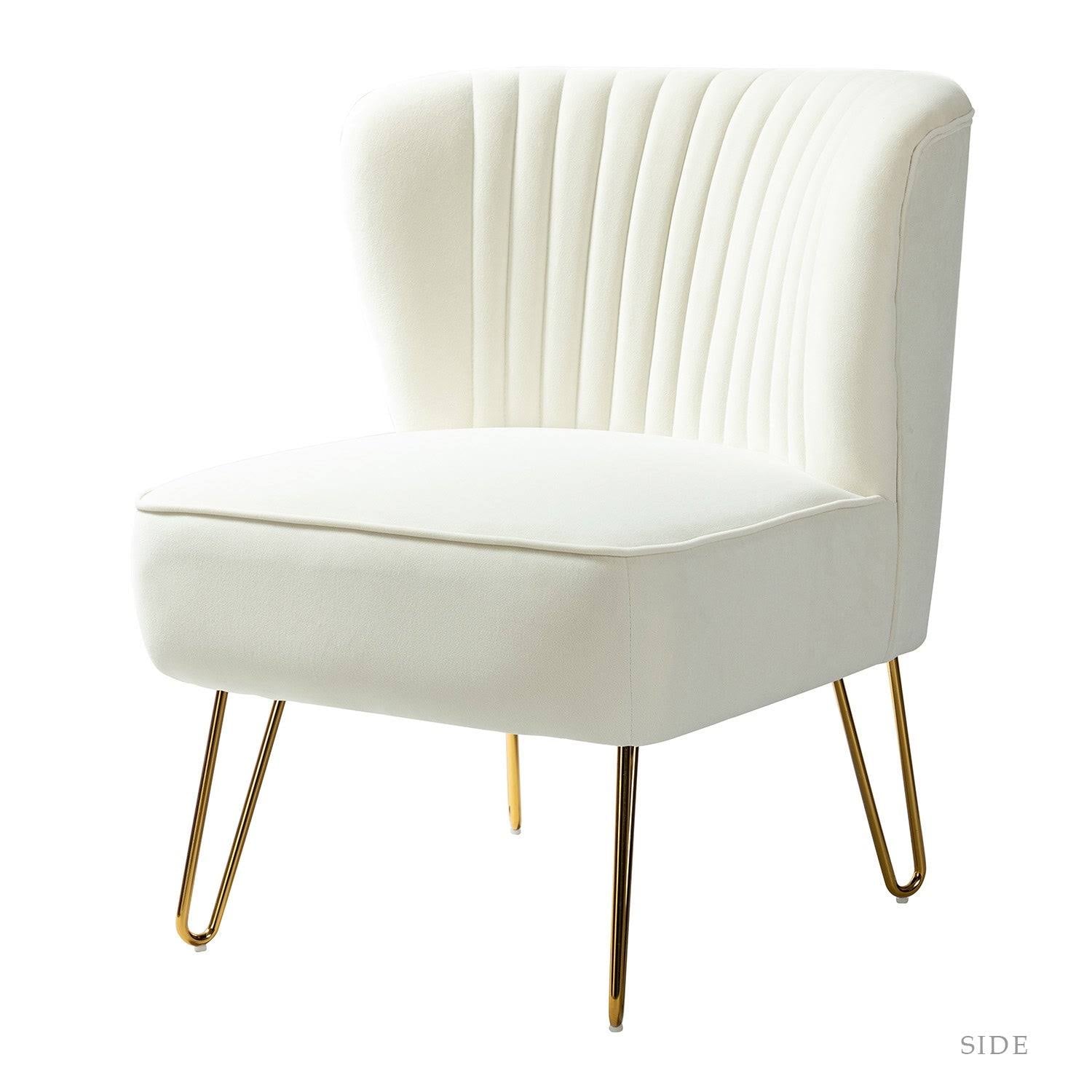 Tufted Side Chair with Golden Base - Tan U967290