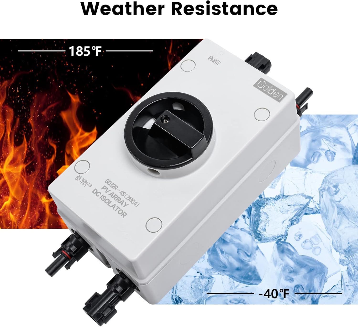 Solar Combiner Box 32A 1000V PV DC Isolator Switch with Solar Connector, IP66 Waterproof G9097