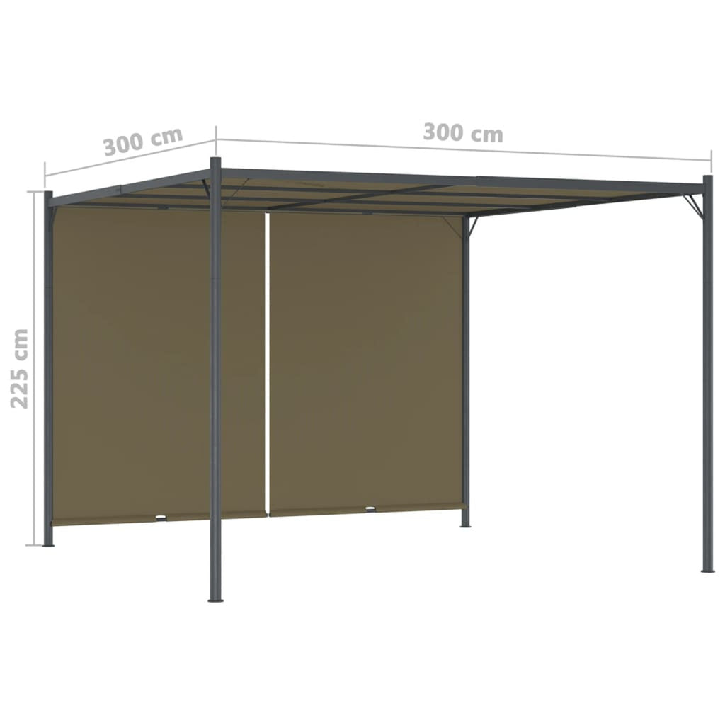 Taupe Steel Frame Garden Pergola with Retractable Roof Canopy Sun Shade Shelter N31190