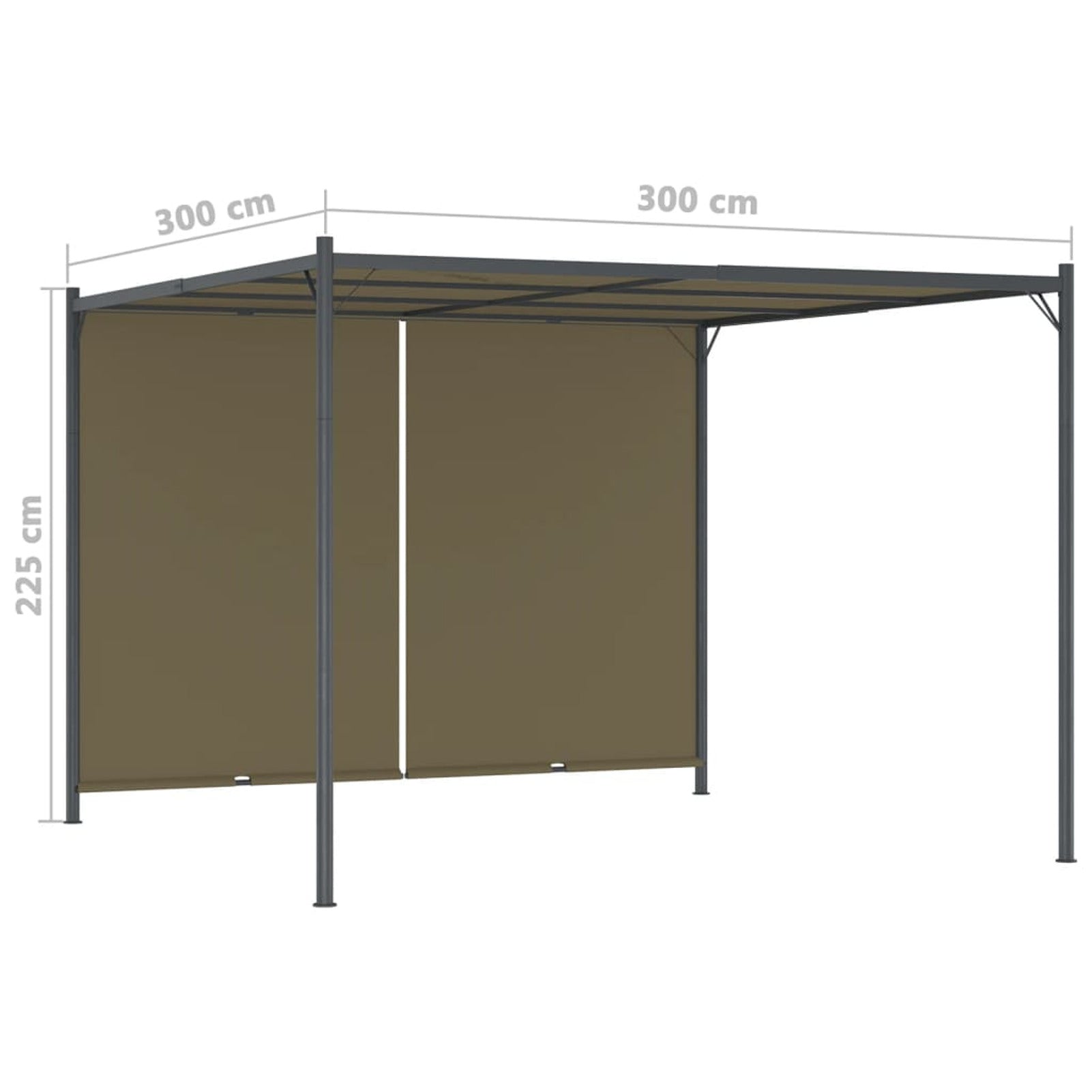 Taupe Steel Frame Garden Pergola with Retractable Roof Canopy Sun Shade Shelter N31190