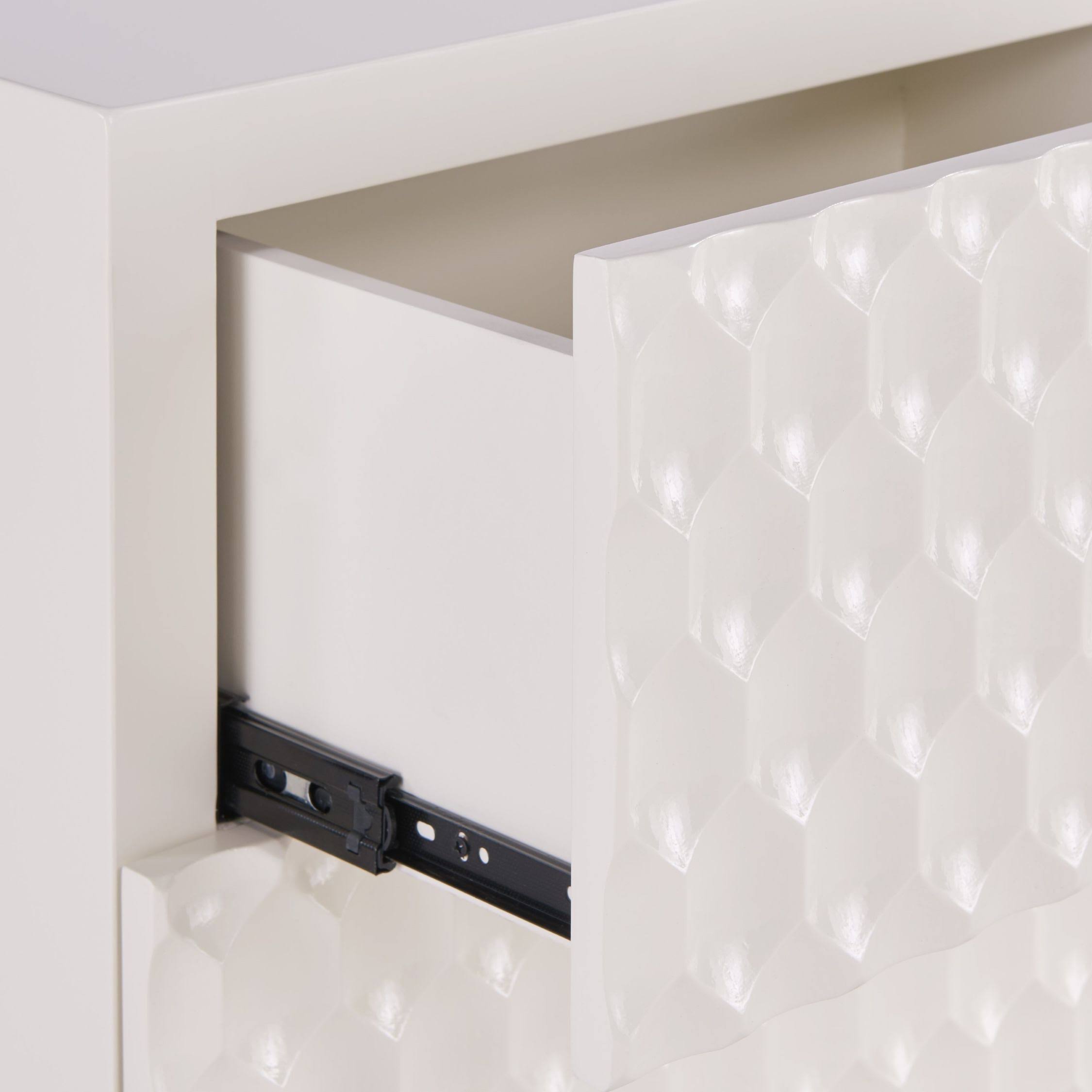 White 1-Drawer Geometric Small Cabinet Z490