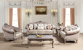 Beige Fabric Silver Finish Sofa Set 3Pc Q165883