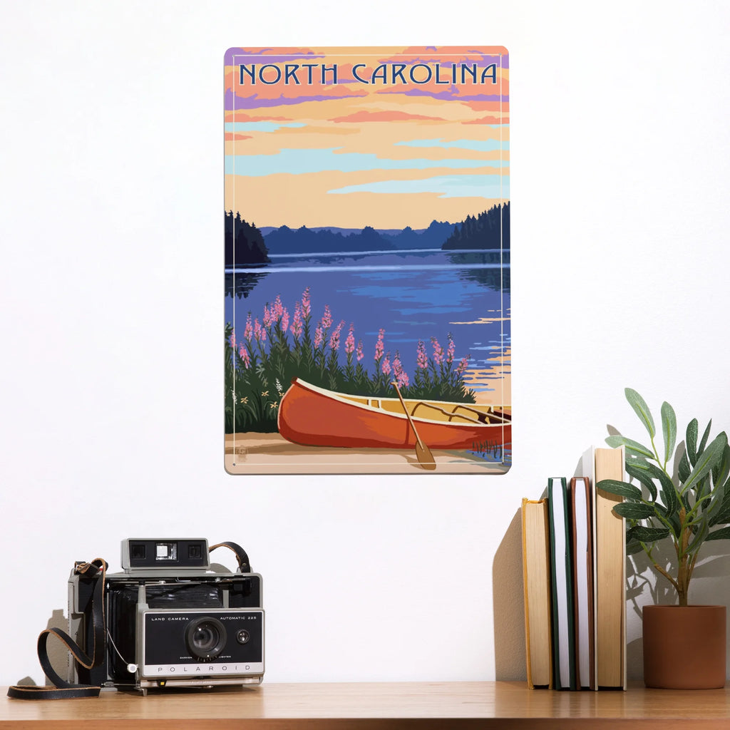 Canoe and Lake Metal Sign Decor T1968