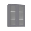 Gray Wall Cabinet with Frosted Glass Doors J626