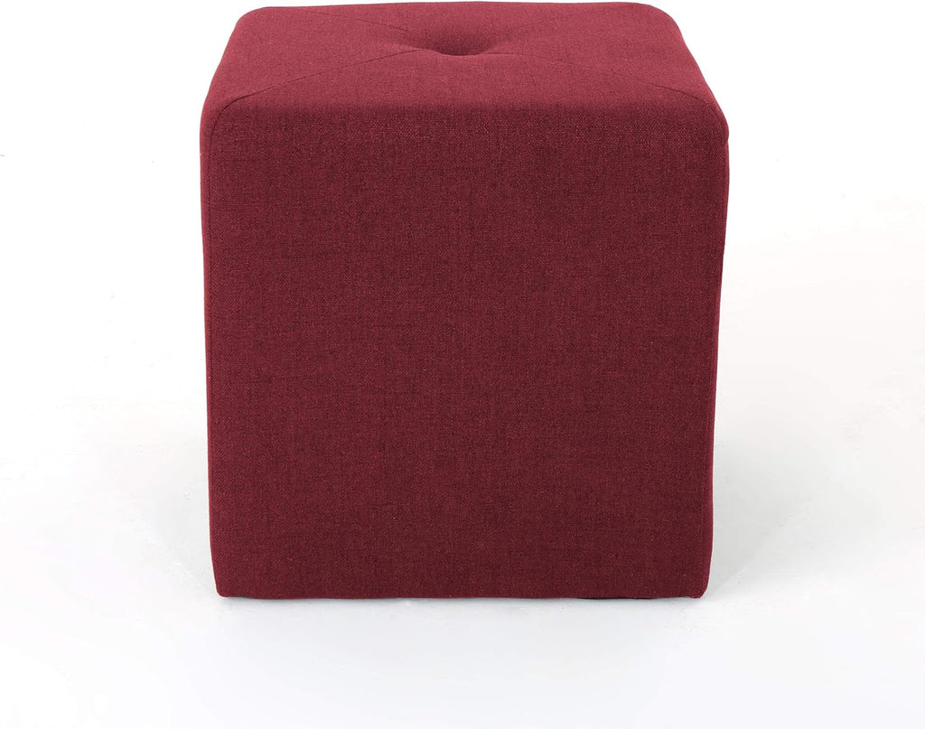 Deep Red Fabric Square Ottoman G875040