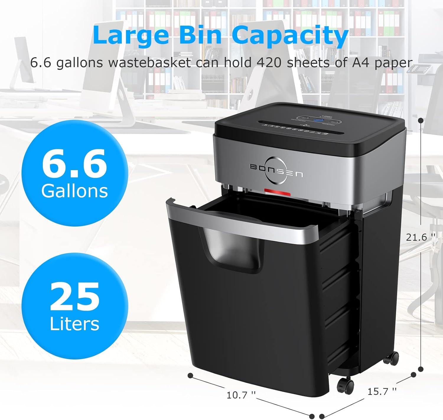18-Sheet Cross-Cut Paper Shredder with 6.6 Gallons Pullout Basket C587581