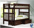 Twin Over Twin Tall Mission Bunkbed in Cappuccino D5580