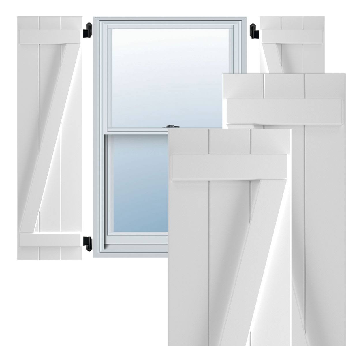 16 1/8x22W x 52x22H PVC Three Board Joined Board-n-Batten Shutters U60787