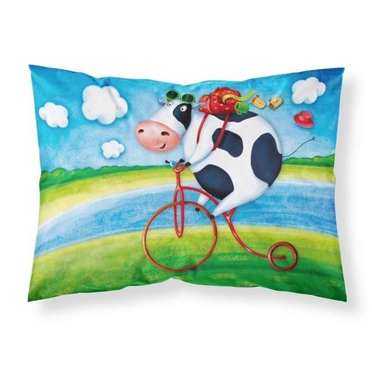 Cow Riding Bicycle Fabric Pillowcase B9959