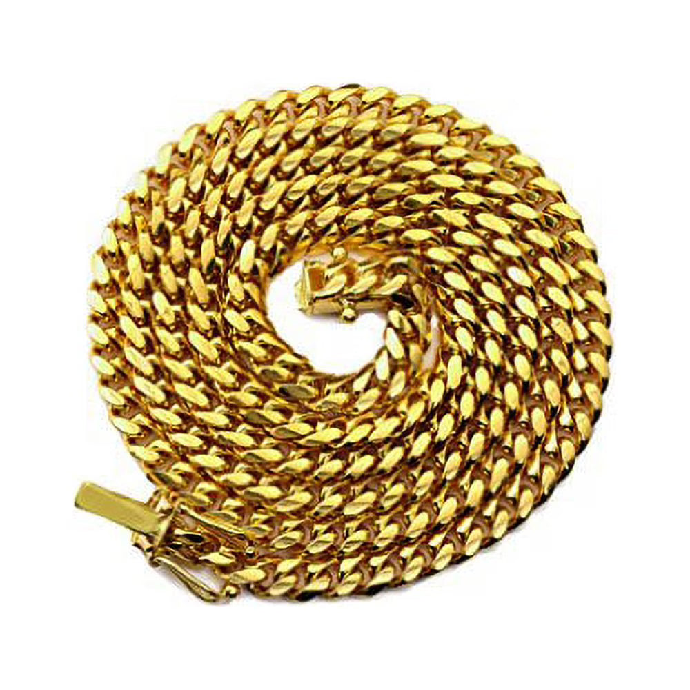 10K Yellow Gold Miami Cuban Link Chain Necklace 22" B588
