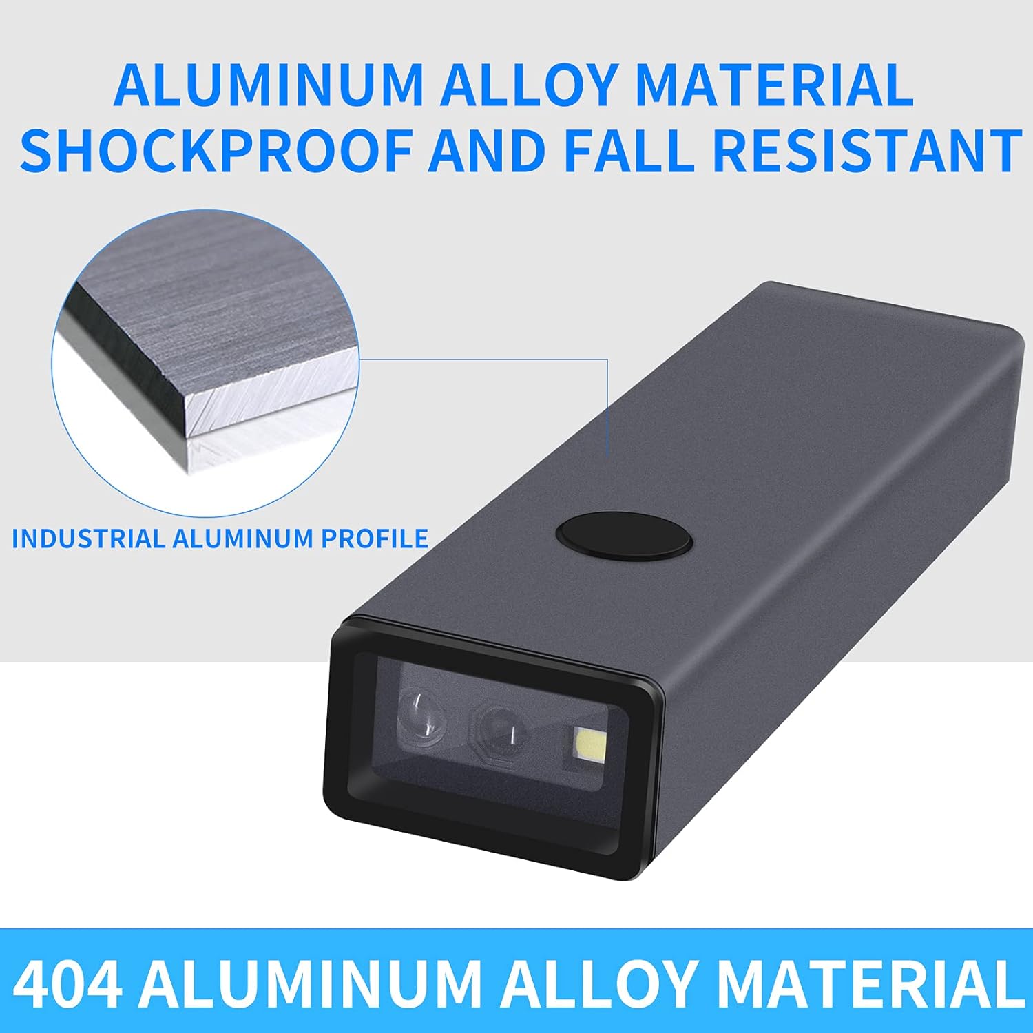 2D QR Wireless Bluetooth Barcode Scanner Portable Handheld 3-in-1 Aluminum Alloy Metal Outer Box Pack of 2 R366