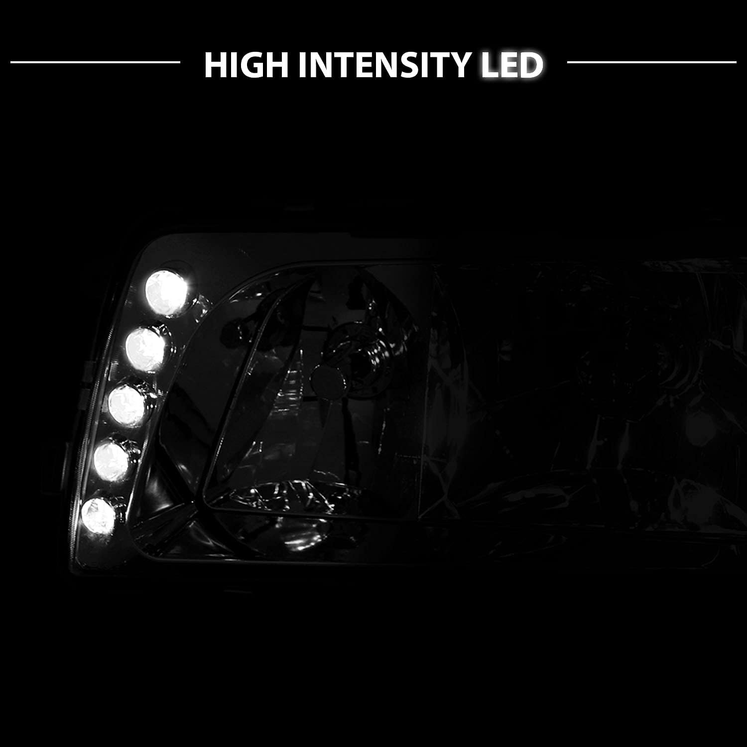 Clear Crystal Chrome Headlights LED Pair Replacement Assembly for 4-Door Sedan K79976