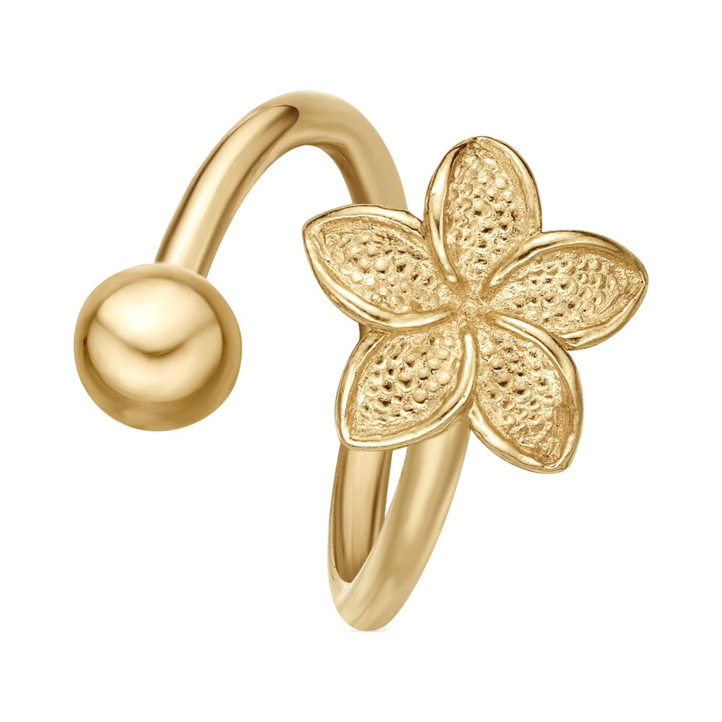 10K Yellow Gold Lotus Flower Belly Ring 9 mm Wide T206