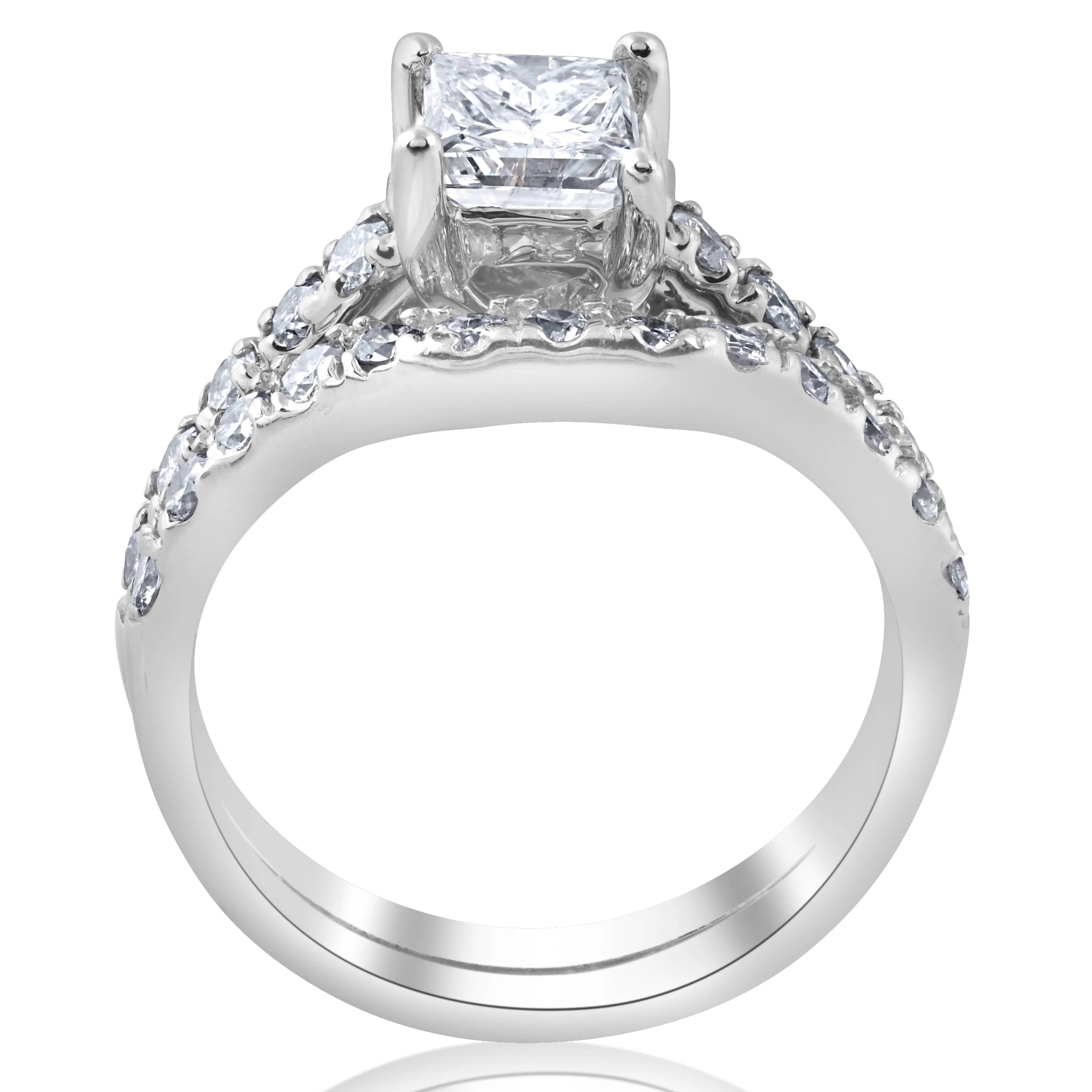Princess Cut Diamond Engagement Ring Wedding Band Set T6834