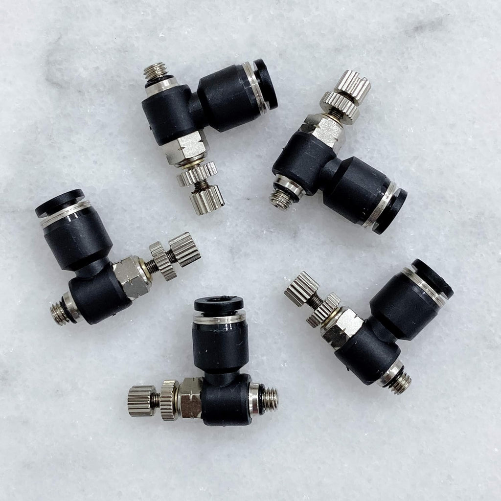 Pneumatic Speed Controller Elbow 1/2 Tube OD x 1/2 NPT Thread Air Push to Connect Fittings (Pack of 5) E780