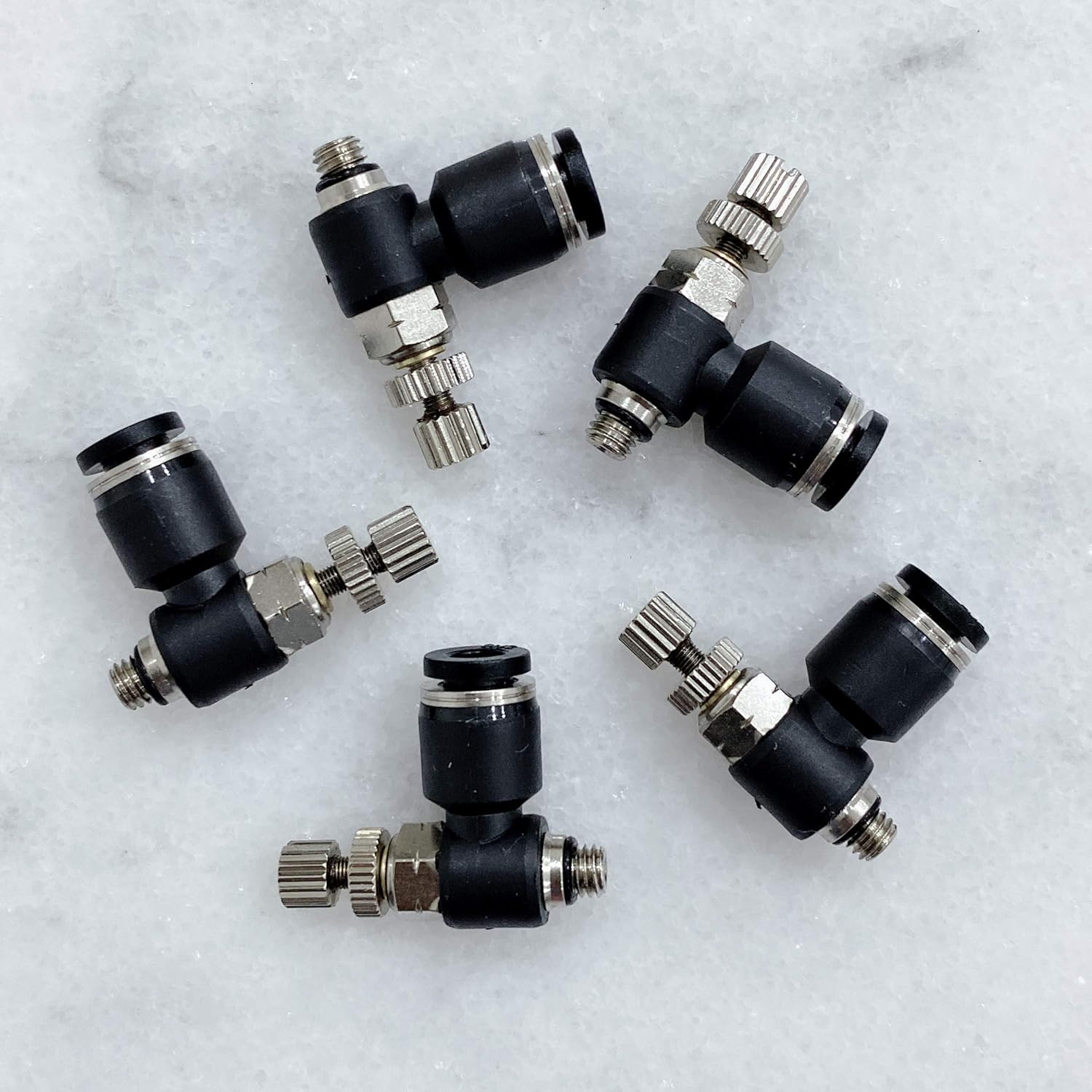 Pneumatic Speed Controller Elbow 1/2 Tube OD x 1/2 NPT Thread Air Push to Connect Fittings (Pack of 5) E780