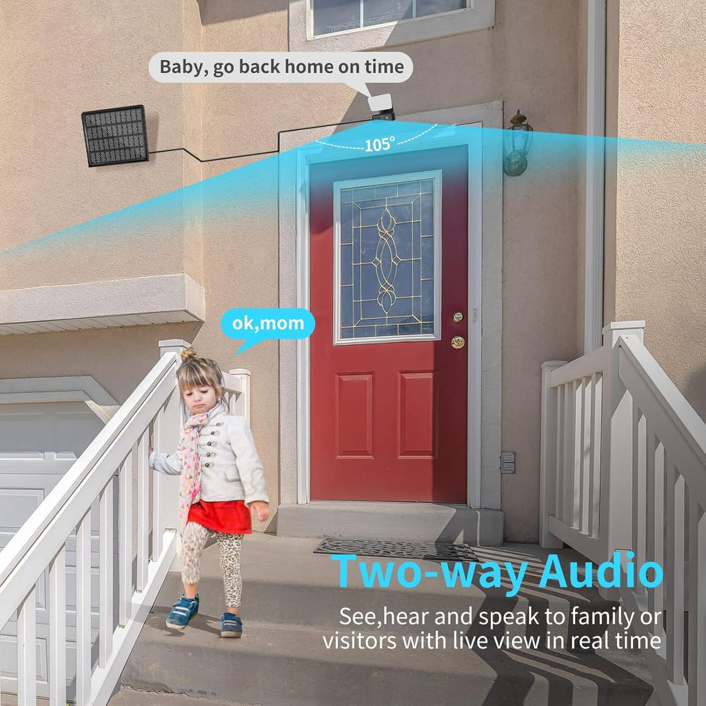 Wireless Solar Battery Powered Outdoor Security Camera with 2-Way Audio V89145