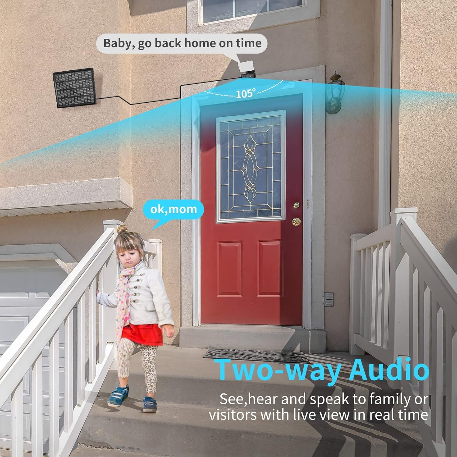 Wireless Solar Battery Powered Outdoor Security Camera with 2-Way Audio V89145