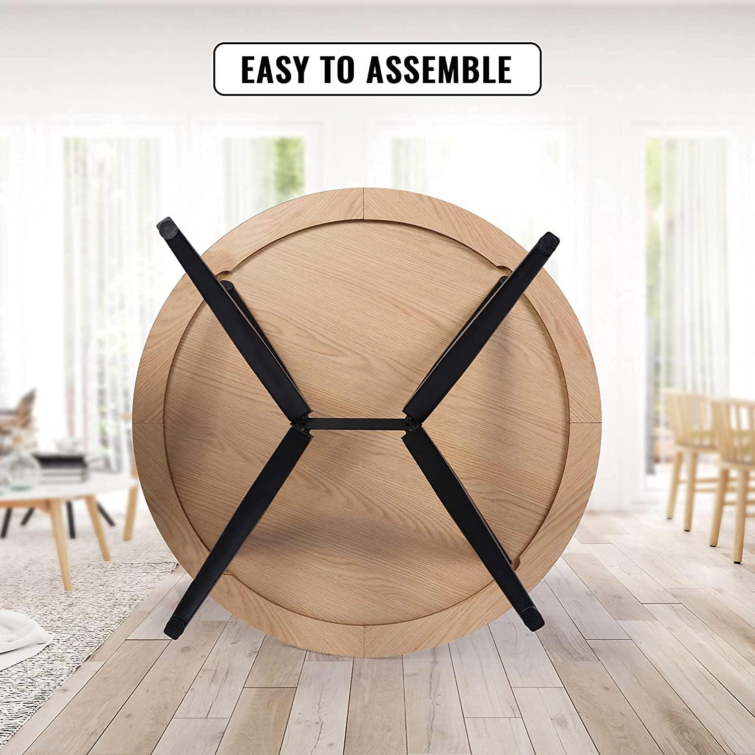 36 Round Dining Table with Solid Metal Legs O6295
