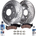Front Drilled and Slotted Disc Rotors and Brake Pads 6pc Set T993980