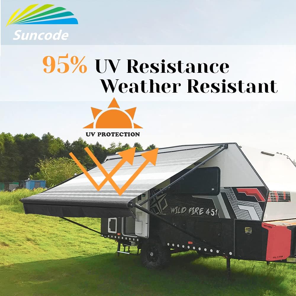 Black Dune Stripes 10 Feet Vinyl RV Awning Replacement D76980