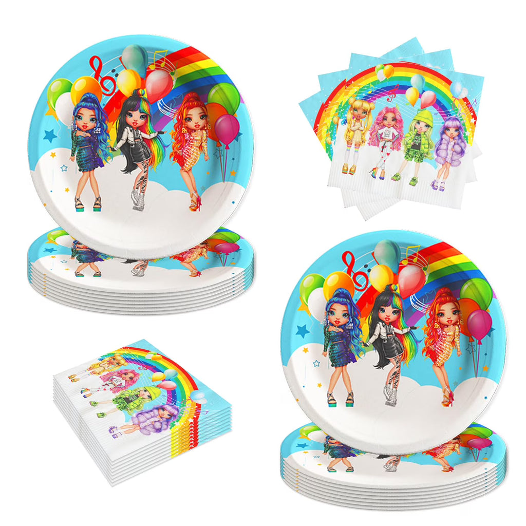 40pck Rainbow High Dolls Party Supplies with 20 Plates and 20 Napkins L83228