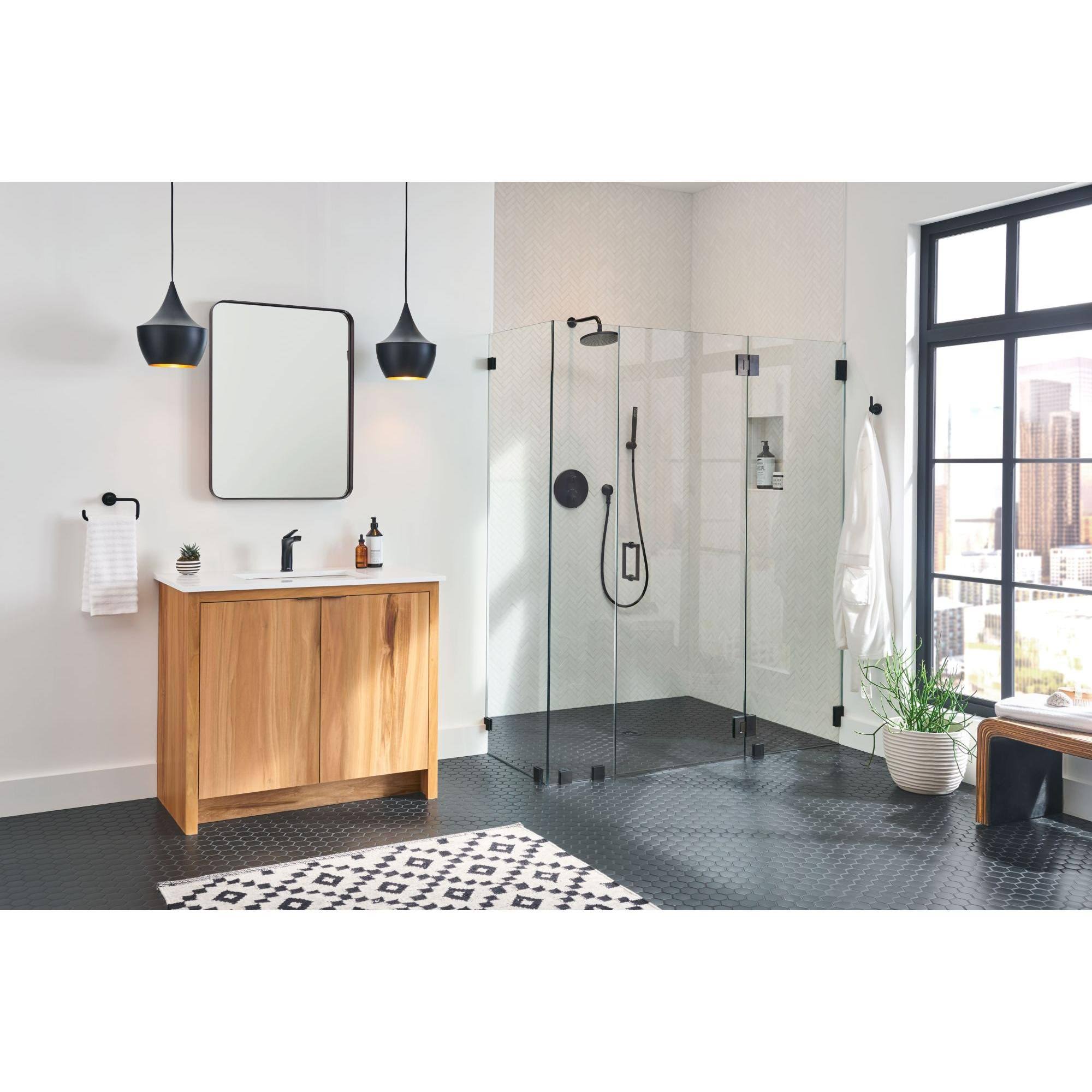Polished Chrome Single Hole Bathroom Faucet with Drain T2451
