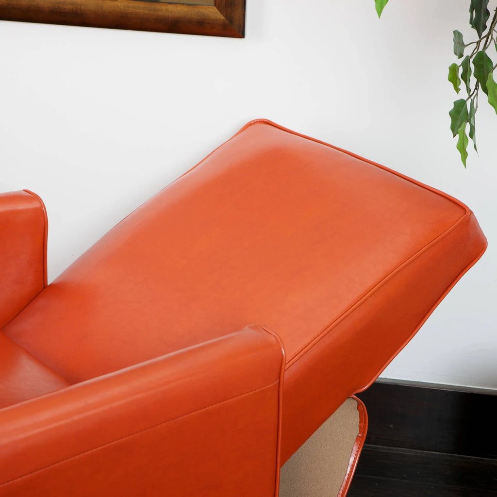 Orange Bonded Leather Push Back Recliner I389