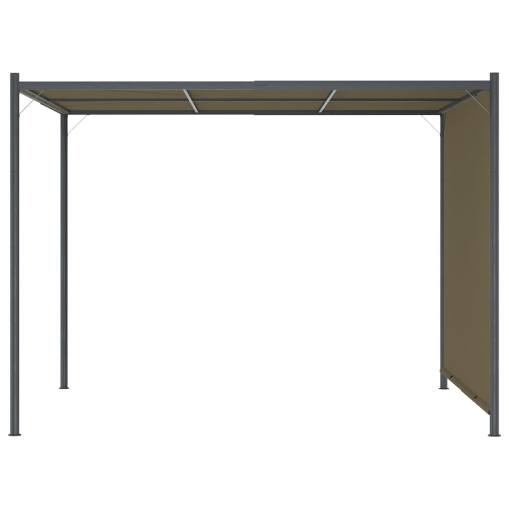 Taupe Steel Frame Garden Pergola with Retractable Roof Canopy Sun Shade Shelter N31190