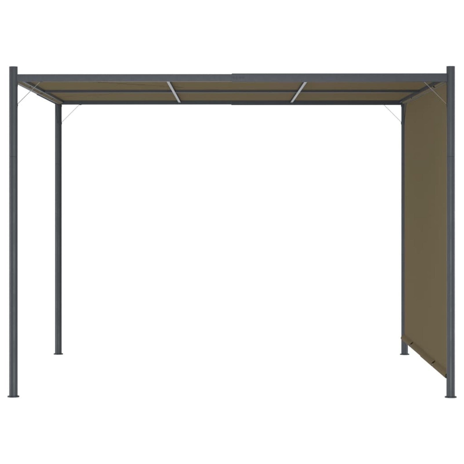 Taupe Steel Frame Garden Pergola with Retractable Roof Canopy Sun Shade Shelter N31190