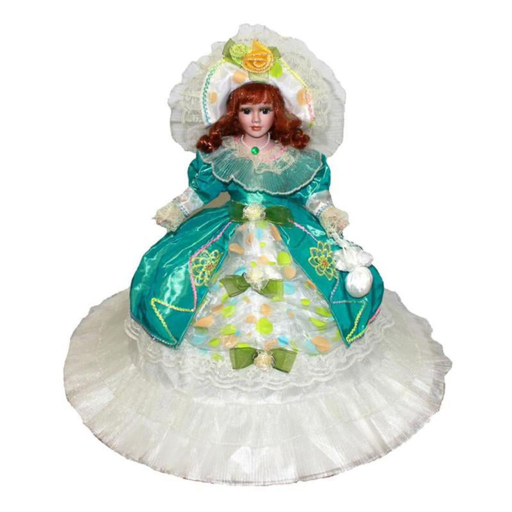 45cm Victorian Porcelain Doll with Umbrella Dress & Hat D4042
