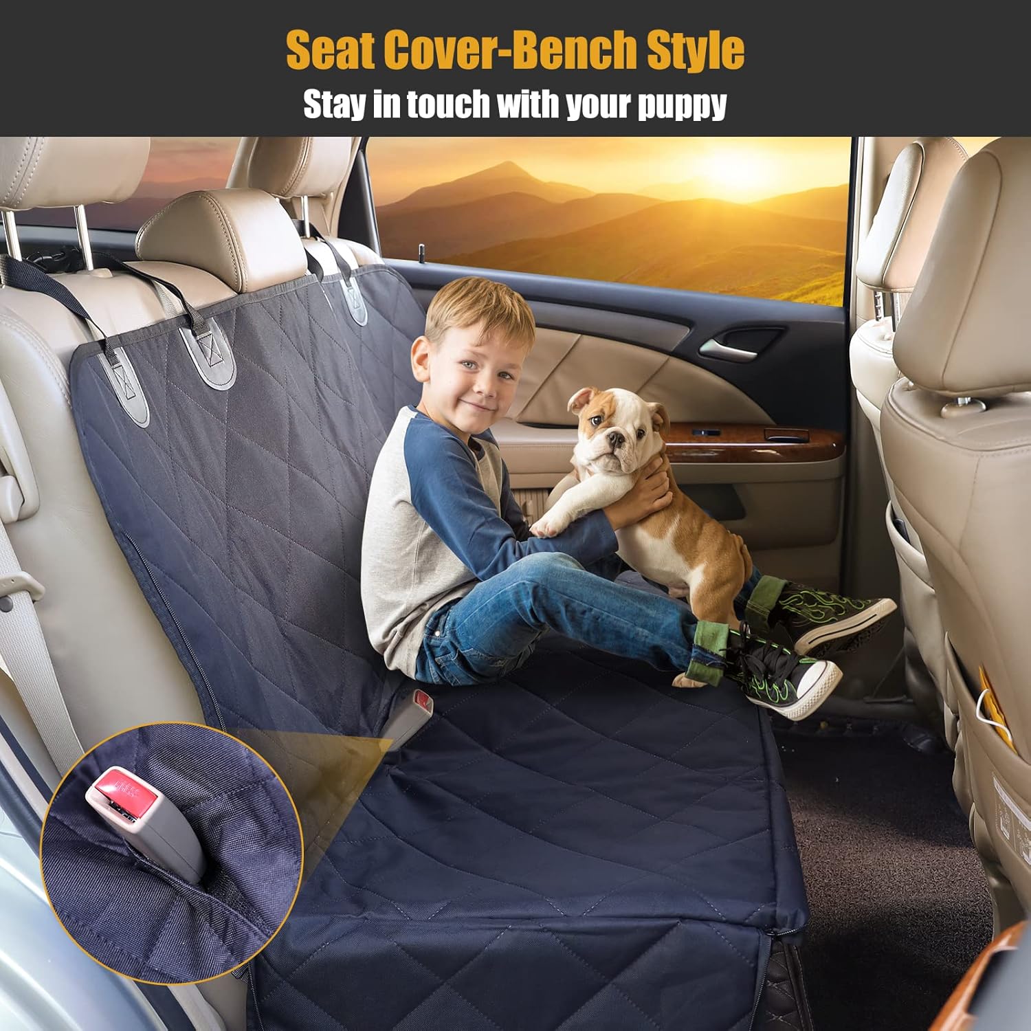 Waterproof Dog Car Seat Cover with Mesh Window and 2 Pockets, Pack of 2 J845719