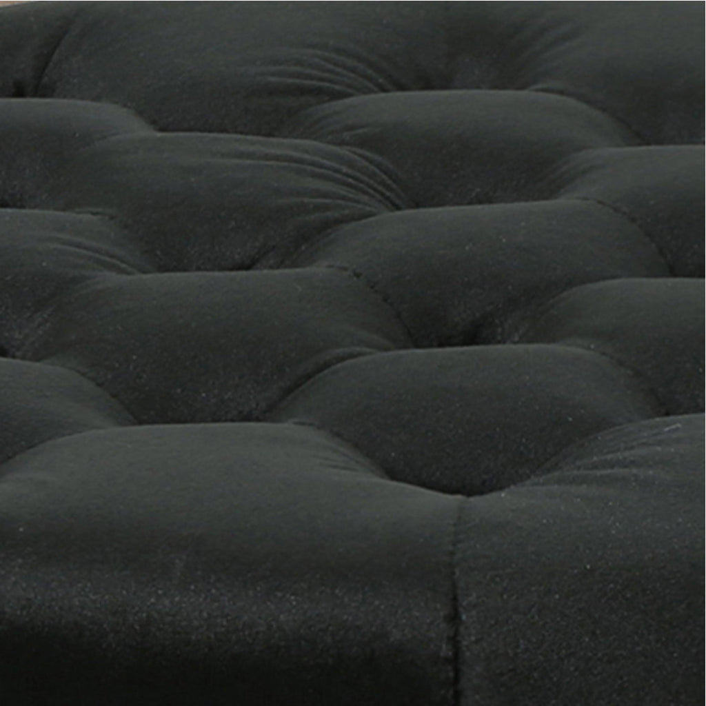 Black Velvet Tufted Ottoman X4072