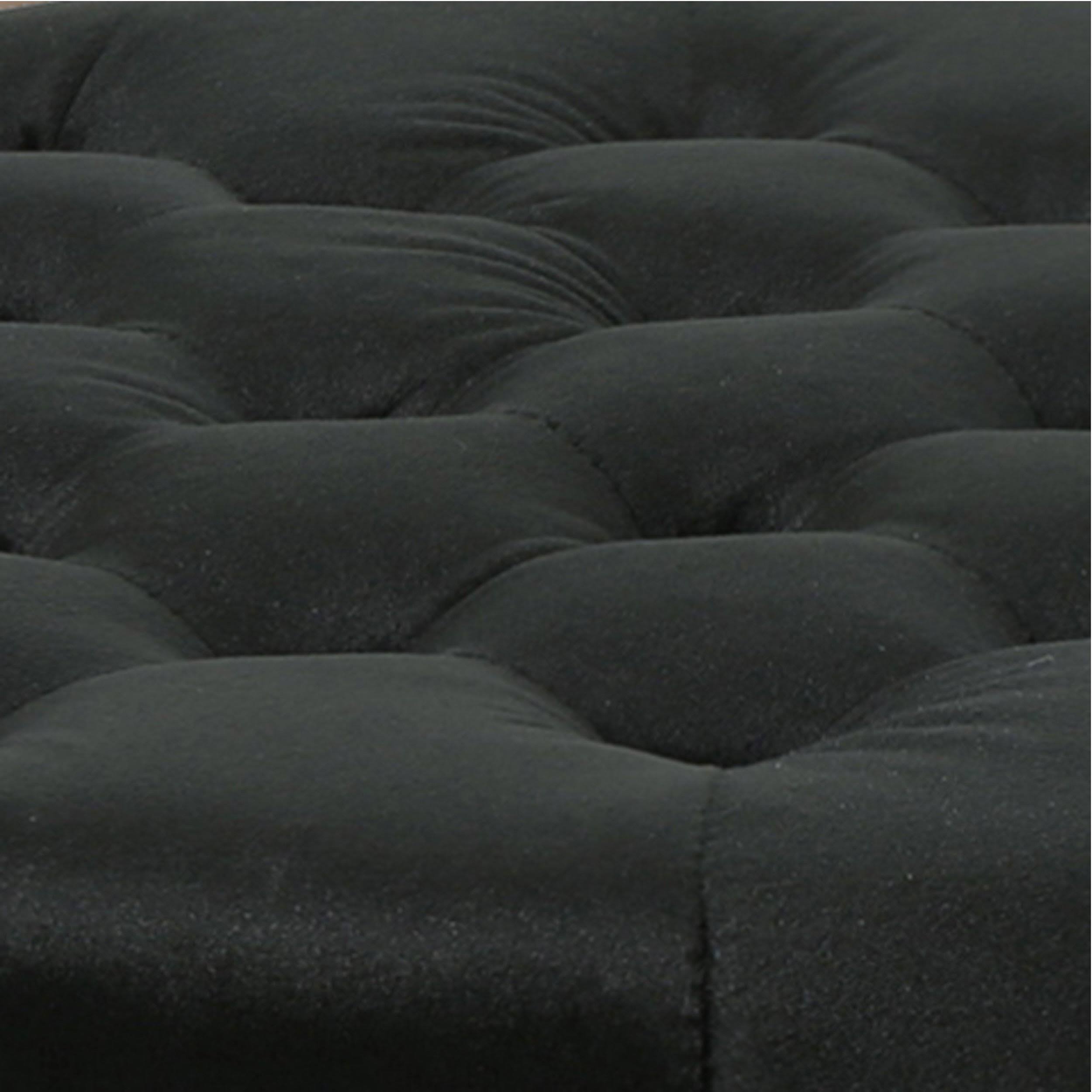 Black Velvet Tufted Ottoman X4072
