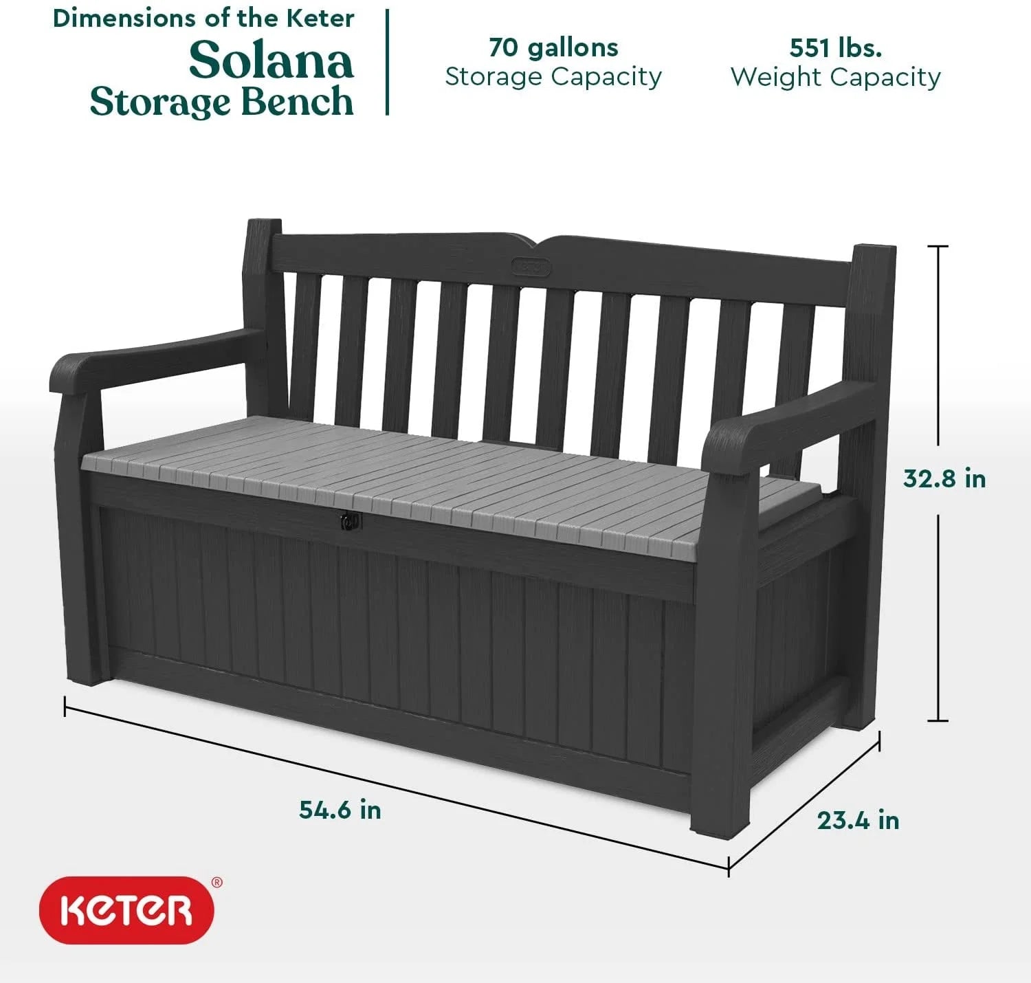 Grey 70 Gallon Storage Bench Deck Box X1078