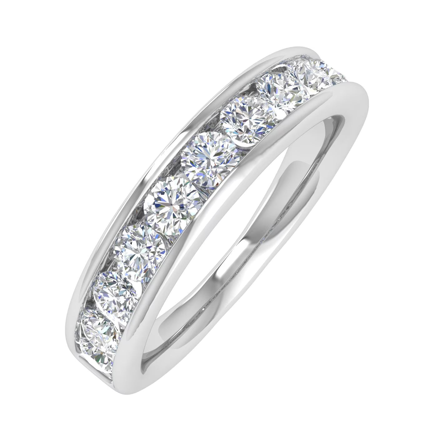 14K White Gold Diamond Wedding Band Ring F63278