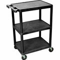 Black 3-Shelf Flush-Shelf Cart P82863