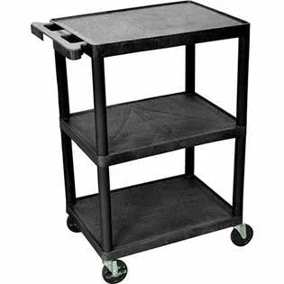 Black 3-Shelf Flush-Shelf Cart P82863