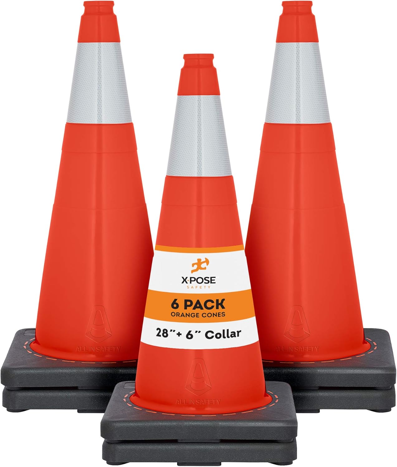Orange PVC Plastic Traffic Cones with 6 Collar G6051