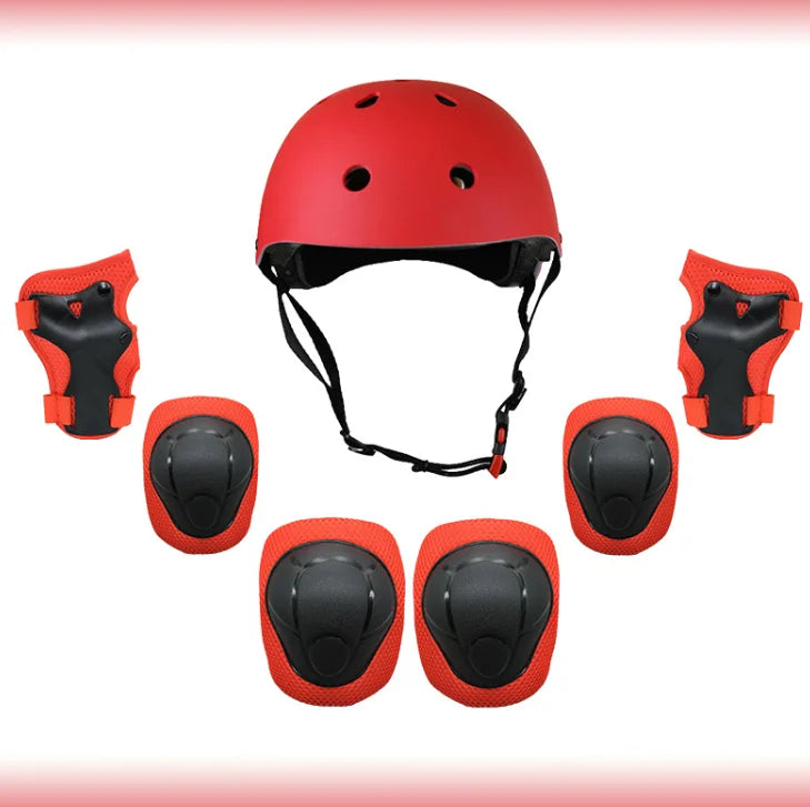 7 Pcs Kids Safety Helmet Knee Elbow Pad Sets E1703