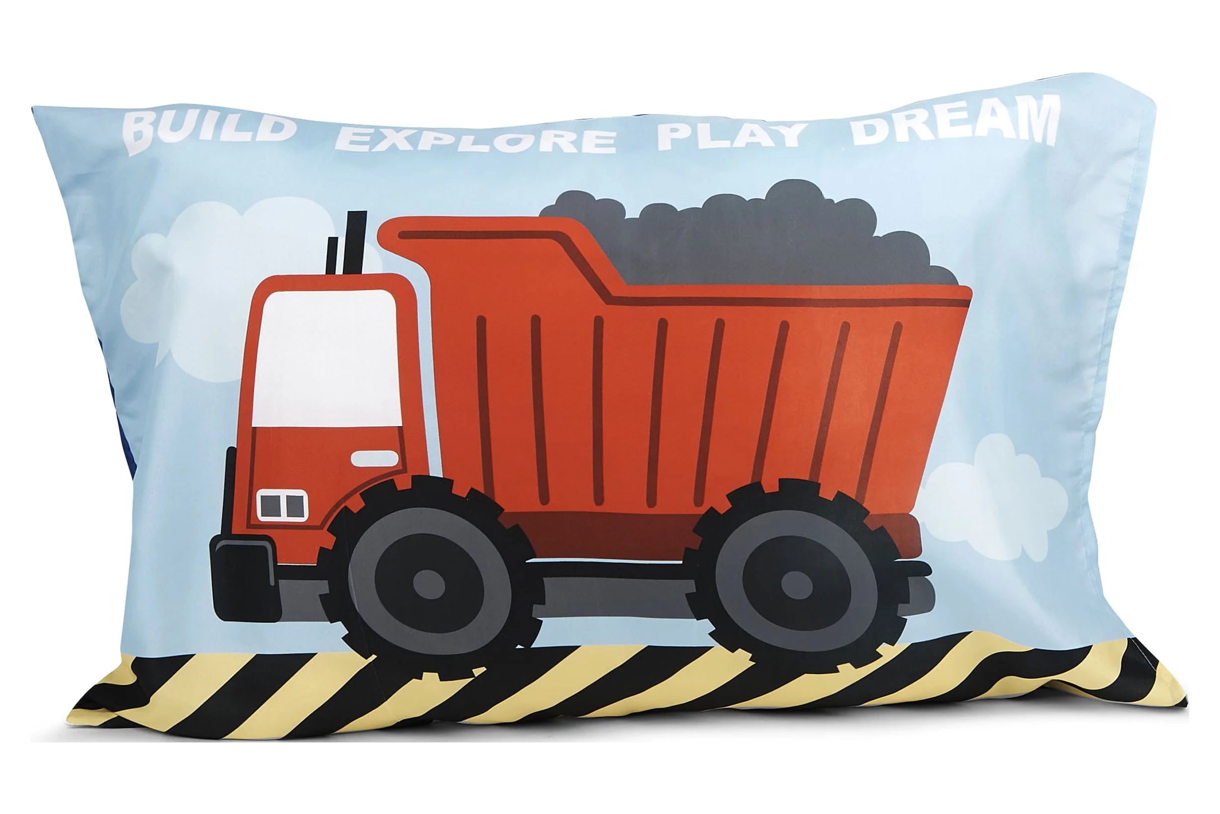 4 Pieces Construction Trucks Bedding Sets with Bedspread Fitted Sheet Flat Sheet Pillow Case D387