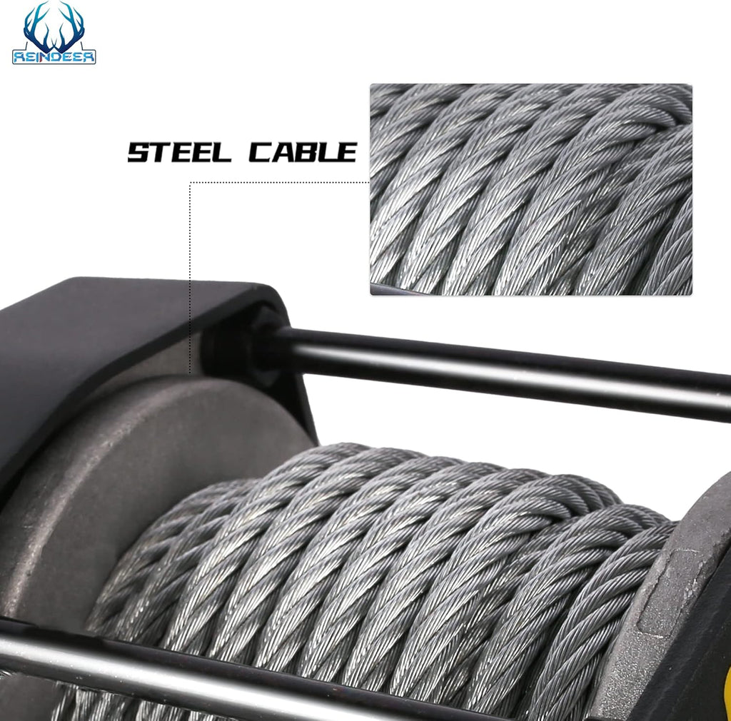 12V 3000 lb Electric Winch Kit with Steel Cable Wire Rope Waterproof IP67 W67803