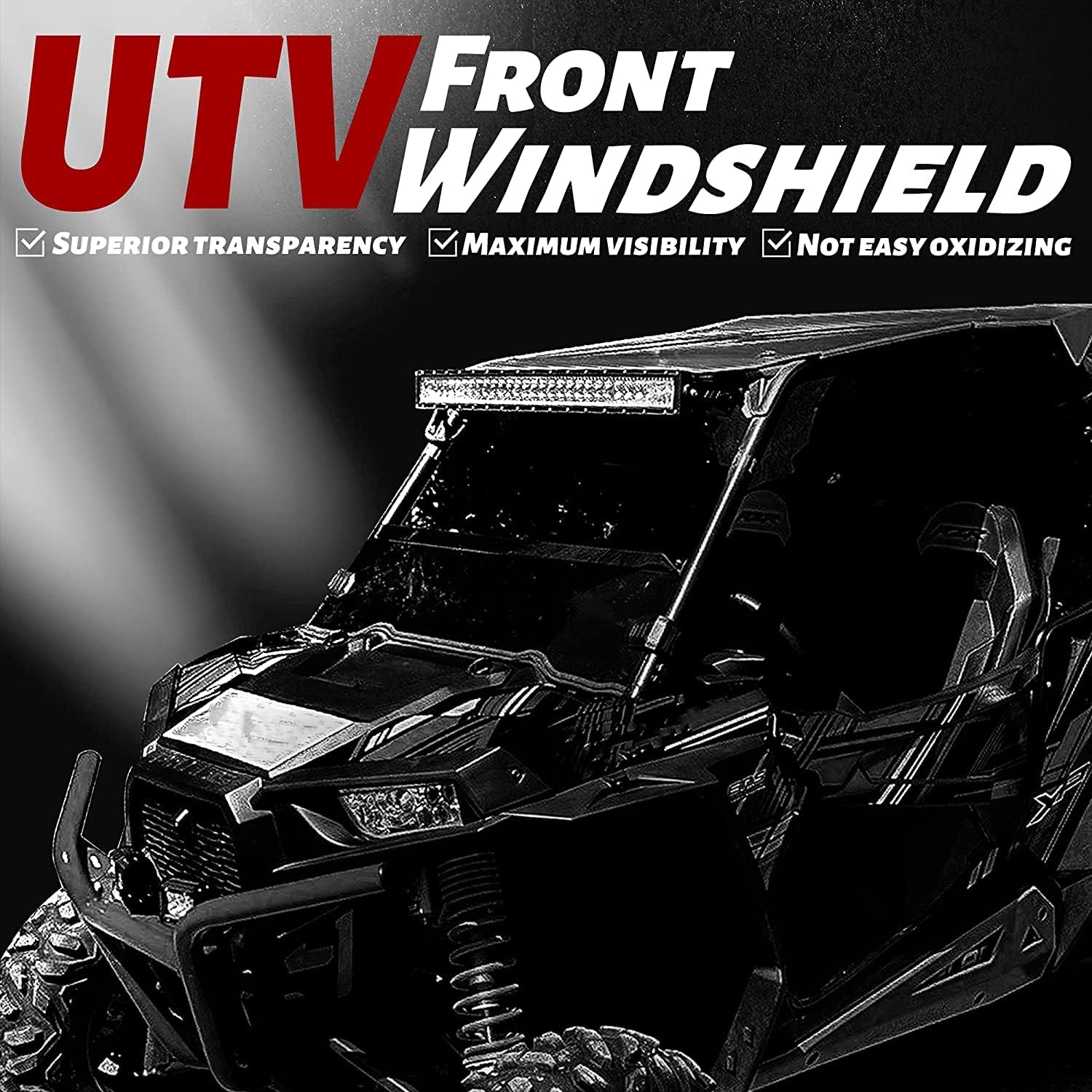 Flip Windshield Compatible with Polaris Ranger 1000 Front 2-in-1 Fold Down Clear Windscreen F667324
