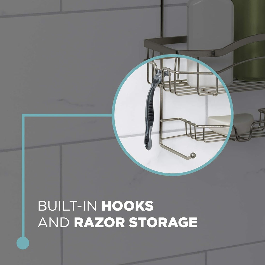 Over-The-Shower Caddy, Stainless Steel, Silver F591597