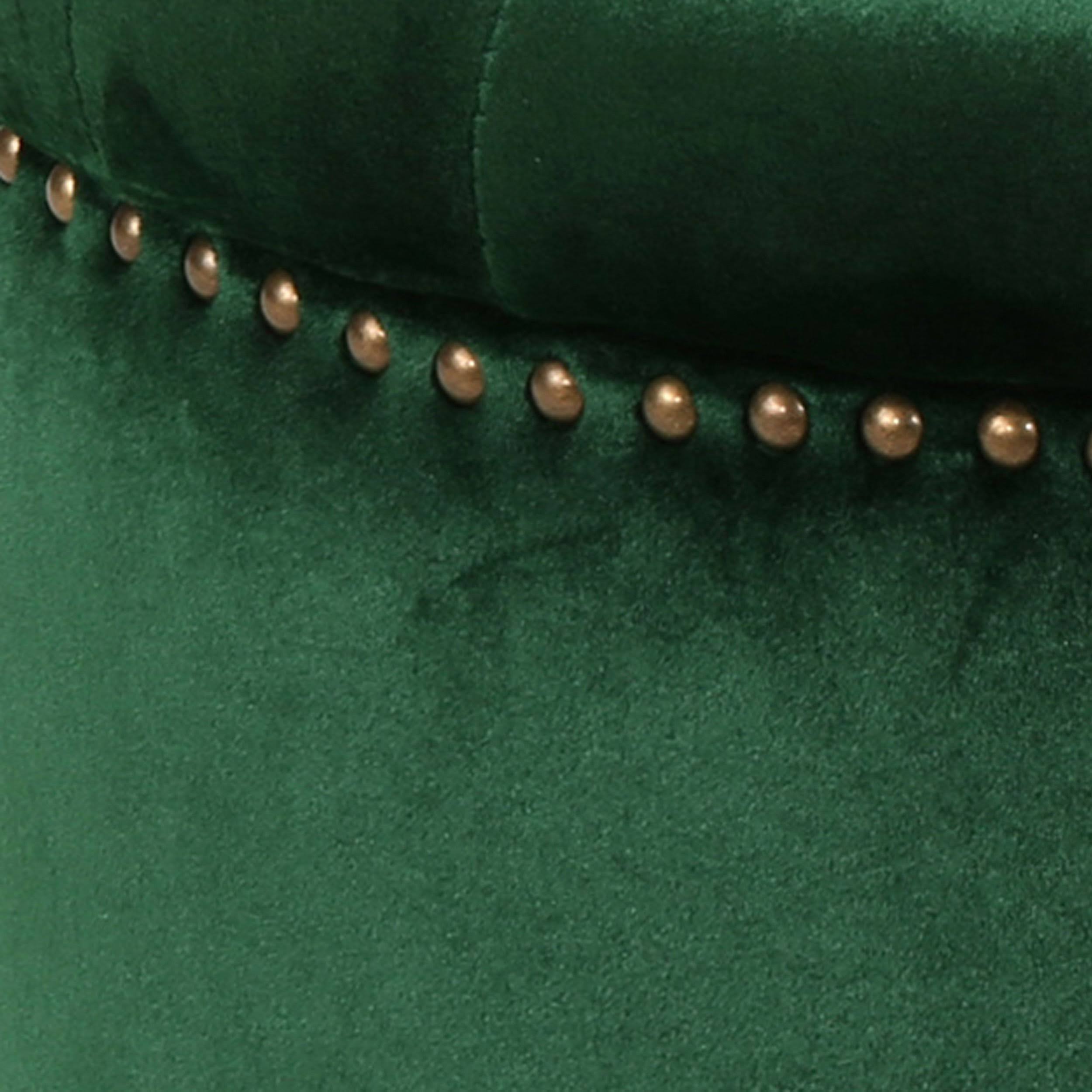 Black Velvet Tufted Ottoman X4072