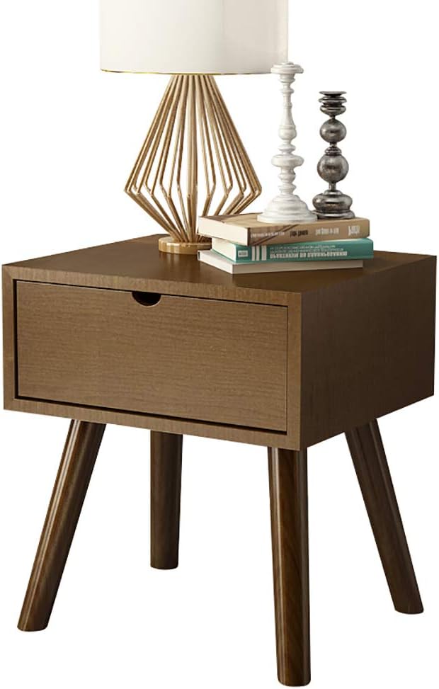 Solid Wood Bedside Table with Drawers E647