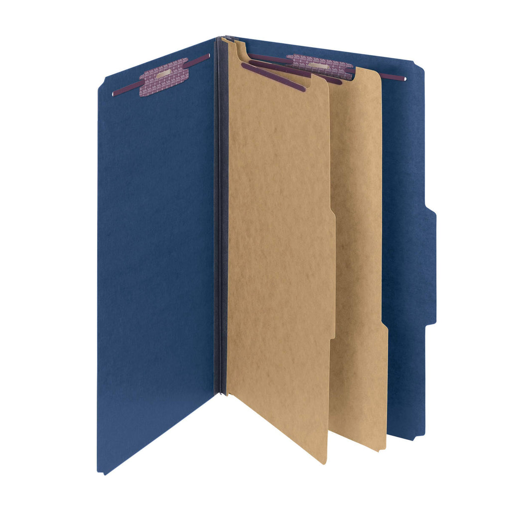 Dark Blue Legal Size Pressboard Classification Folders with Fasteners, 10/Box T998