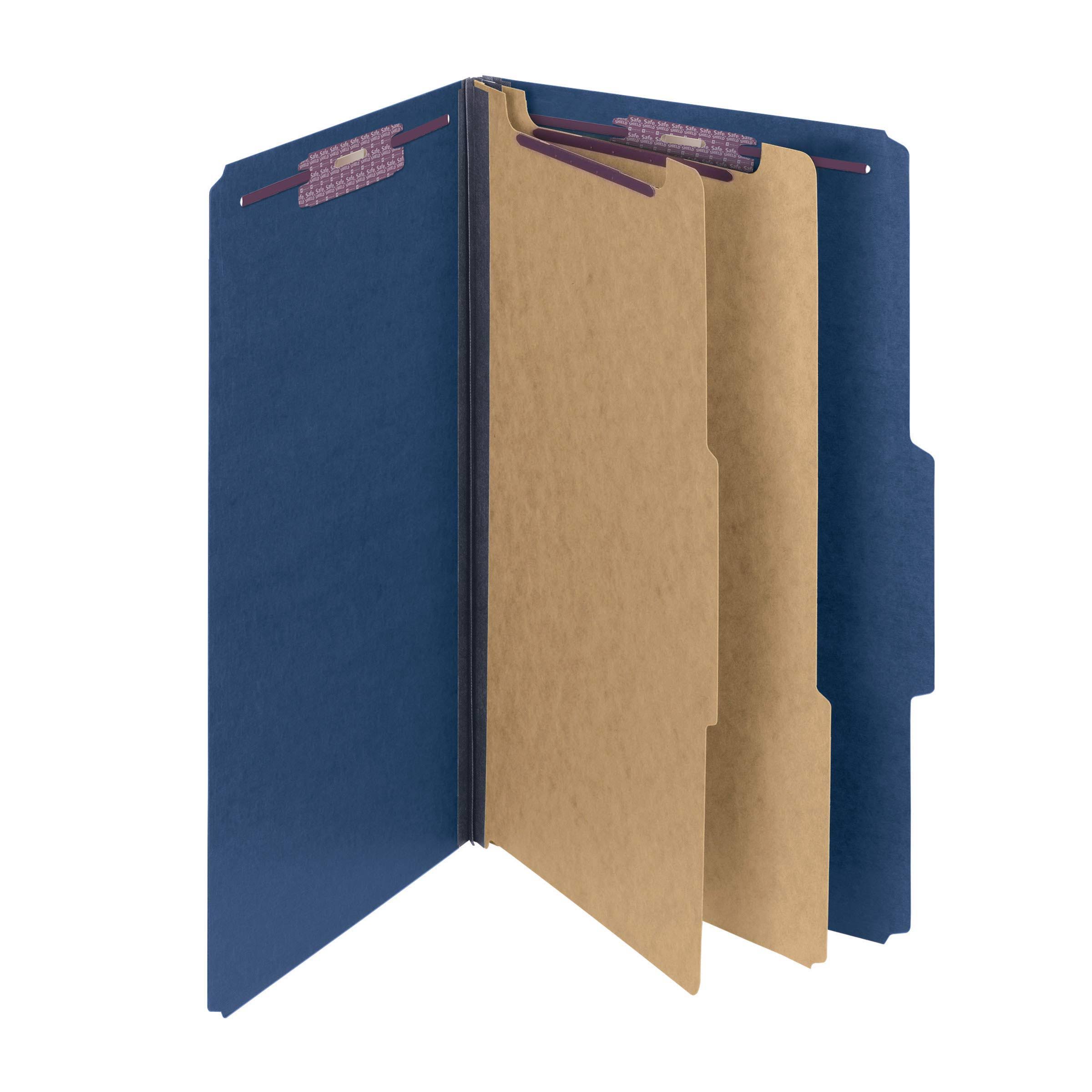 Dark Blue Legal Size Pressboard Classification Folders with Fasteners, 10/Box T998