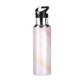 Pink Marble Insulated Stainless Steel Water Bottle with Straw Lid, 20 oz O822