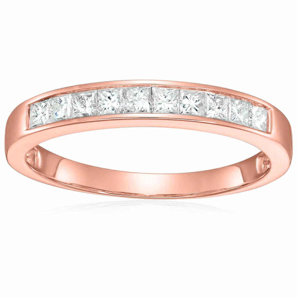 14K Yellow Gold Princess Cut Diamond Wedding Band Size 9 J7423